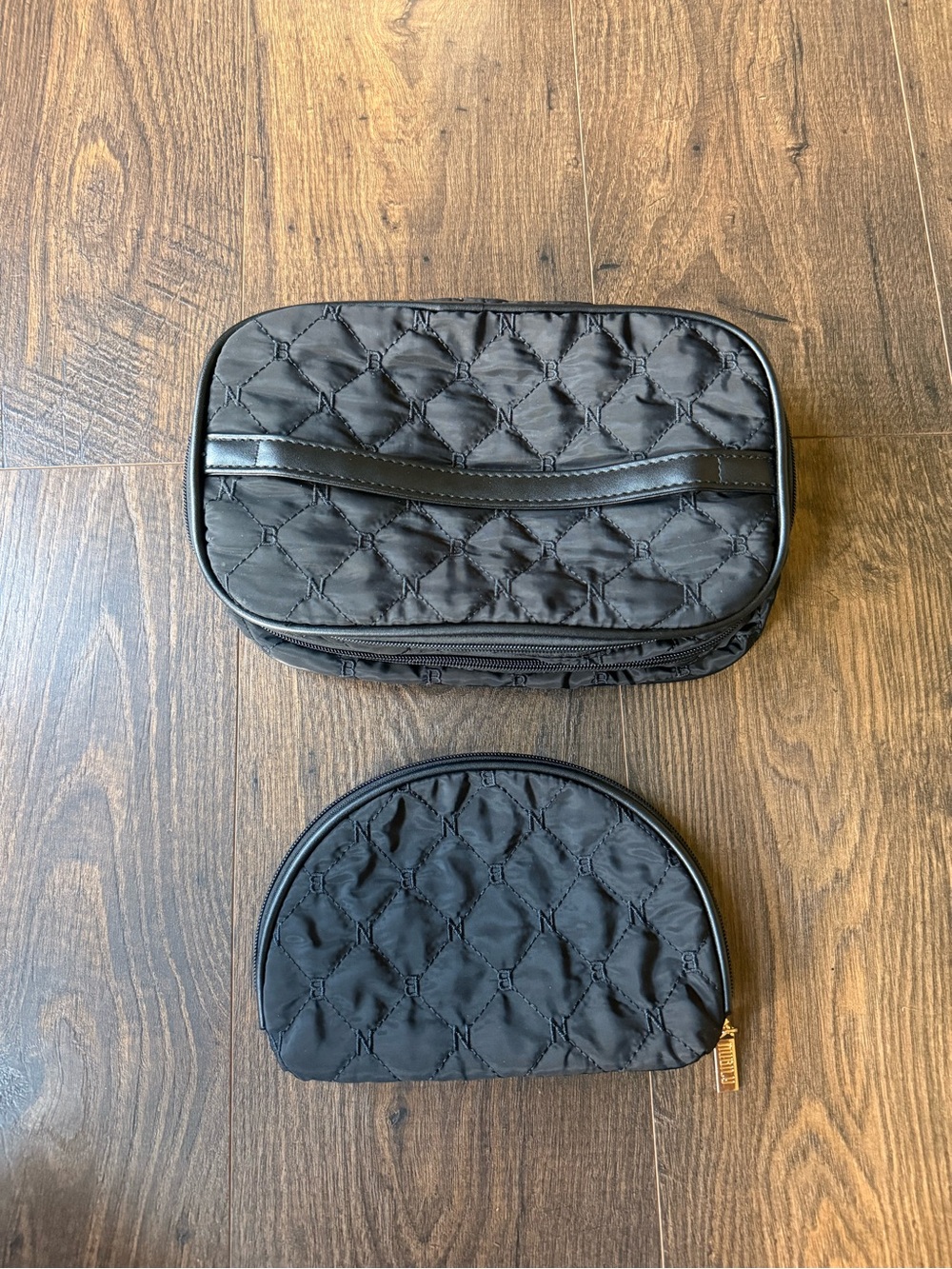 Amazon Black Quilted Cosmetic Travel Bag Set